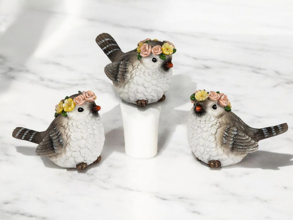 3er-Set Deko Vögel, 7 cm groß - Fröhliche Fühlingsdeko